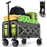 Collapsible Foldable Wagon Cart with Wheels - 360LBS Folding Utility Wagon Cart...