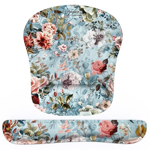 TECKNET Mauspad mit Handauflage, Ergonomische Memory Foam Tastatur Handgelenkauflage mit Mauspad 2-in-1, Löst Handgelenkschmerzen, Wasserdicht Komfort für Büro/Home, Alle Maus Tastatur, Laptop