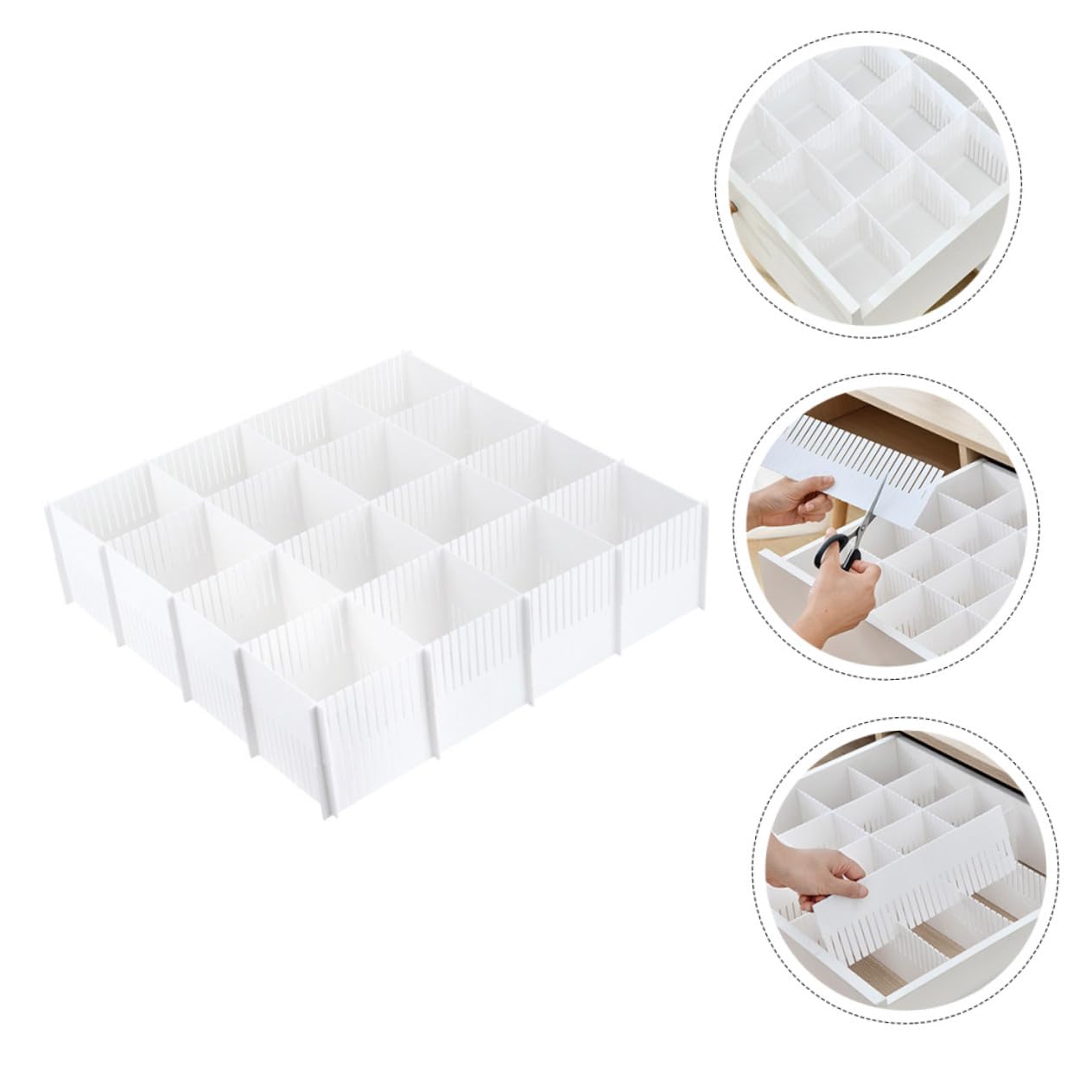 Divisori e Combinazione Libera 10 Pezzi in Plastica Bianca per Cassetti Facile da Usare Organizer per Casa per Riporre Calze e Asciugamani