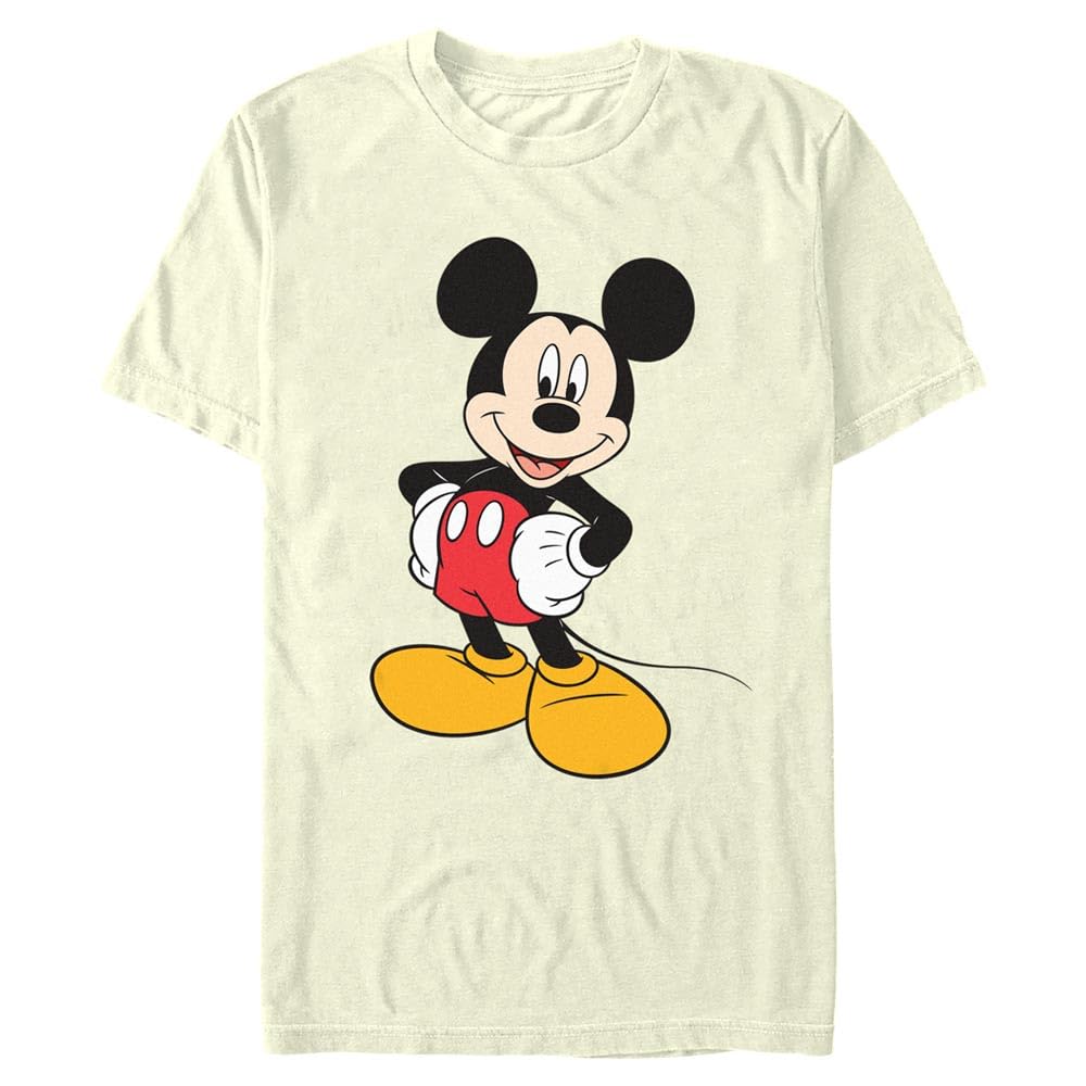 Disney Men's Natural Classic Mickey Mouse Full Graphic Short Sleeve T-Shirt, Medium