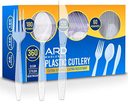 Ard Wholesale 360 Count Cutlery Combo Box | Clear Extra Strong Extra Resistant | 180 Forks, 120 Spoons, And 60 Knives