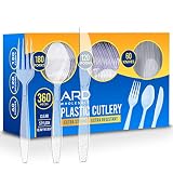 Ard Wholesale 360 Count Cutlery Combo Box | Clear Extra Strong Extra Resistant | 180 Forks, 120 Spoo