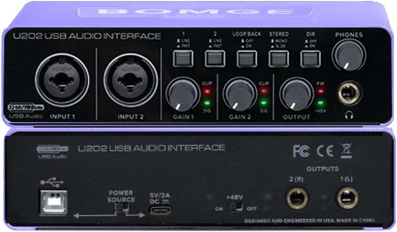 USB Audio Interface SOLO with XLR/48V Phantom Power,32Bit/192kHz High-Fidelity, for Studio Audio Mixer Interface for Guitarist, Vocalist, Podcaster, Producer, Plug and Play (U202P)