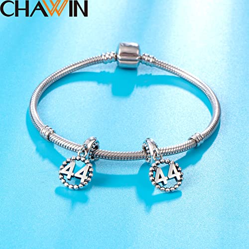 44 Number Bracelet Charms, 925 Sterling Silver Beads Fit Pandora Charm Bracelets, Necklace Pendant, And European Snake Chain, Dangling For Happy Birthday 44Th Anniversary 44 Years #TOP2