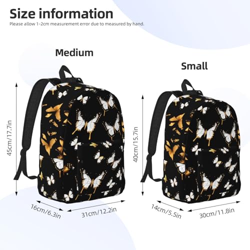 Bolsa de computadora EdWal con estampado sofisticado de mariposas blancas y doradas 4