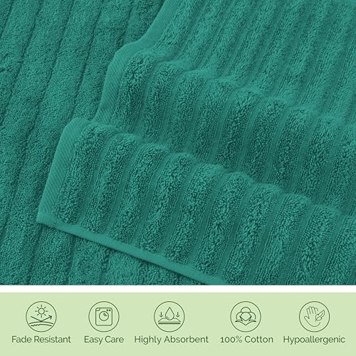 Image of Elegant Comfort 100% Turkish Cotton Corduroy Ribbed Luxury Soft 2 Pack Bath Towels 27 x 54 Inch - Ultra Plush, Absorbent, Quick Dry, Hotel Spa Quality Towels for Bathroom Essentials, Turquoise