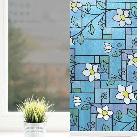 FilmgooWindow Privacy Film, Window Tint for Home, Heat Control Anti UV Static Cling Sliding Door Coverings No Glue Window Tinting Film for Home Office Cover