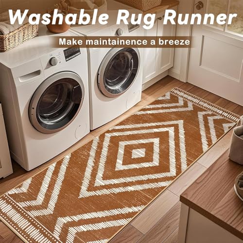 Tapete corredor Boho 2x6ft antideslizante y lavable miniatura 5