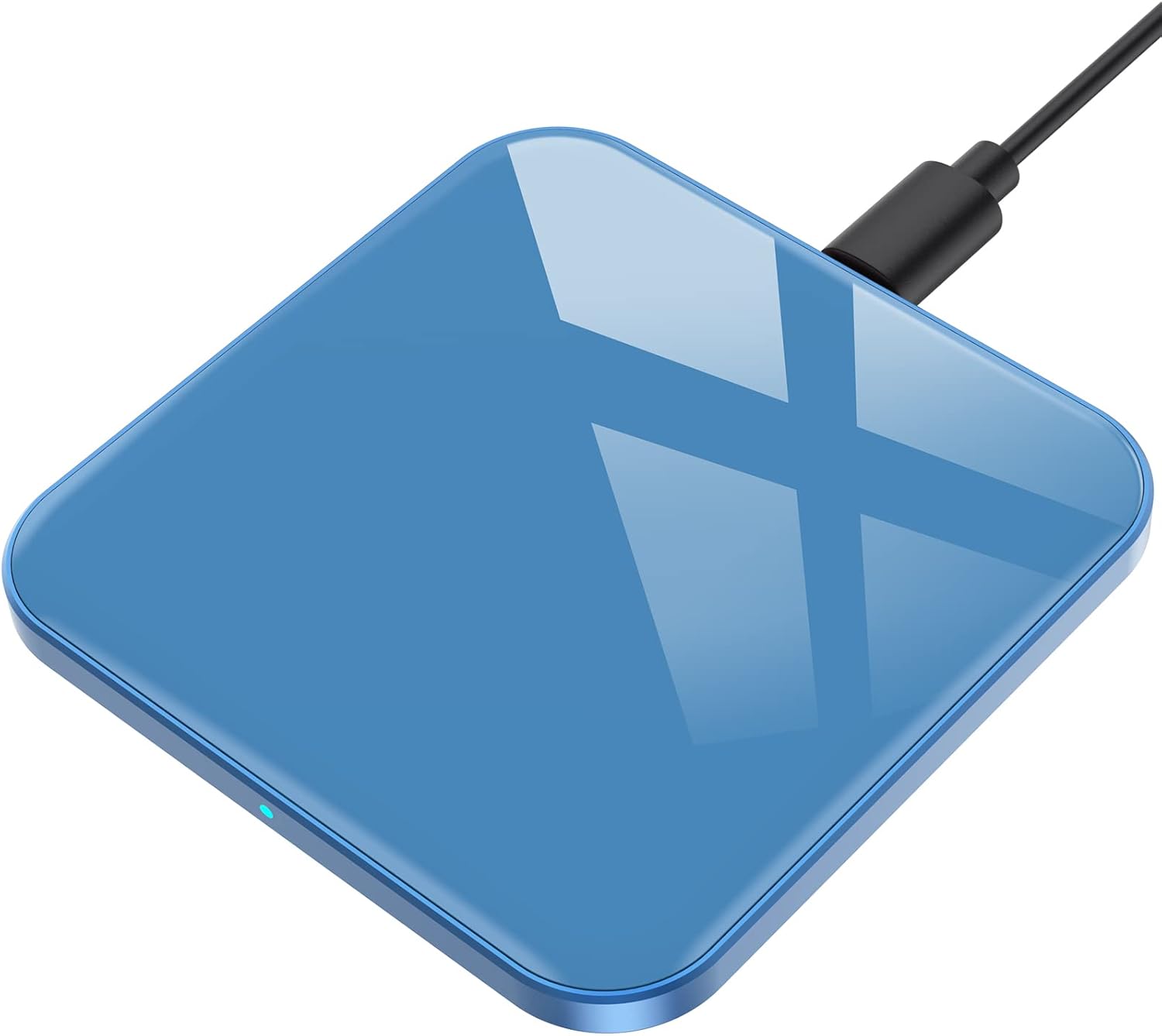 Cargador Inalámbrico Samsung Rápido AGPTEK 15W Qi Carga Inalámbrica iPhone 14/13/12/12 /11/Pro/Pro MAX/SE/XS/XR/X Samsung Galaxy S22/S22+/S21/S21+/S21/S10/S10e/S9(Sin Adaptador AC Azul
