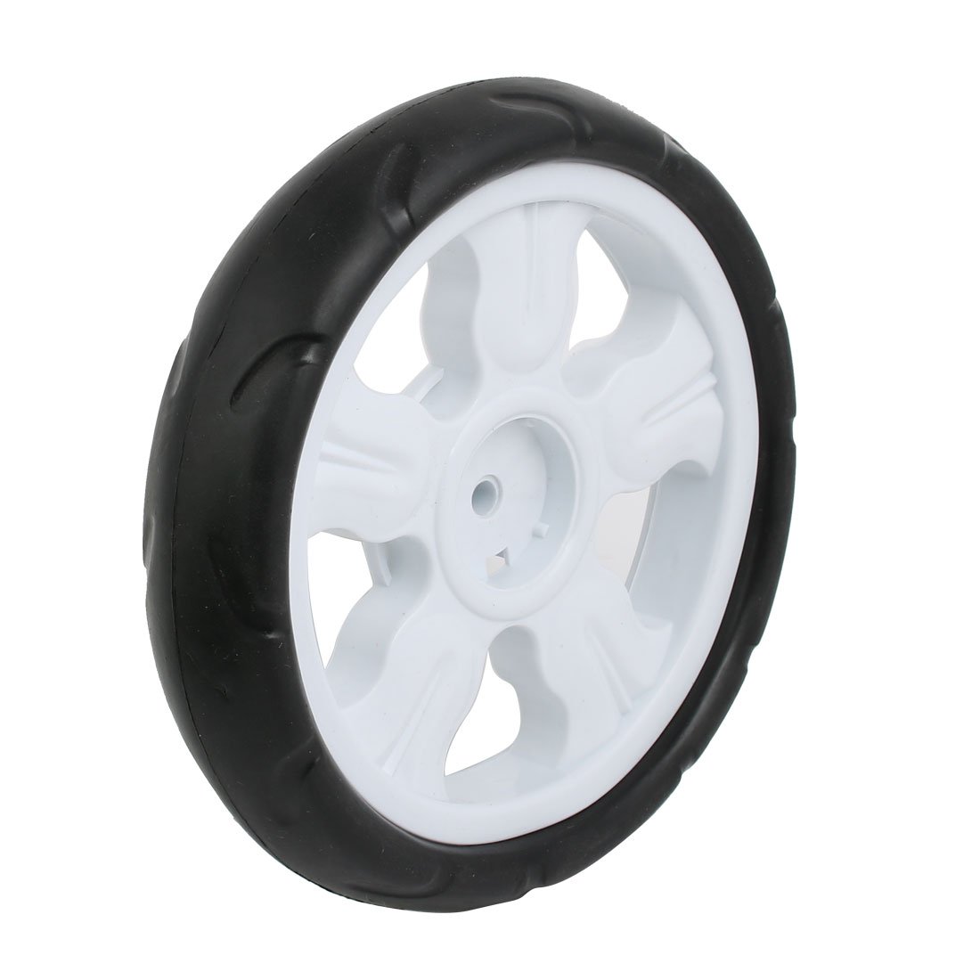 sourcing map 4pcs 190mm diamètre roue simple poulie plastique roulant blanc rouleau 8x25mm