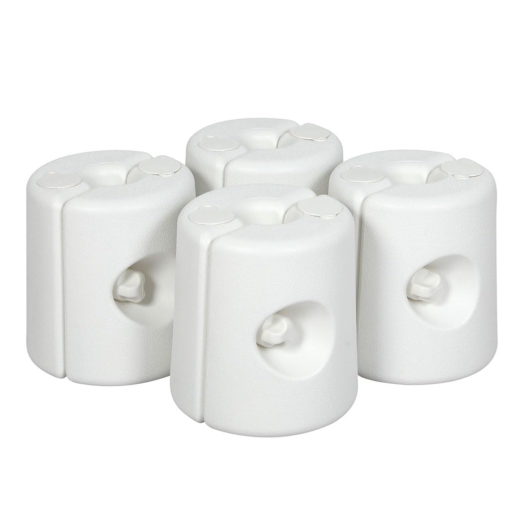 LIVHOME Gazebo Weights | Set of 4 | Gazebo Leg Weights Fill with Sand or Water | Pole Anchor for Outdoor/Garden Gazebos, Marquees, Market Stalls, Party Tents | Weather Resistant Plastic | White