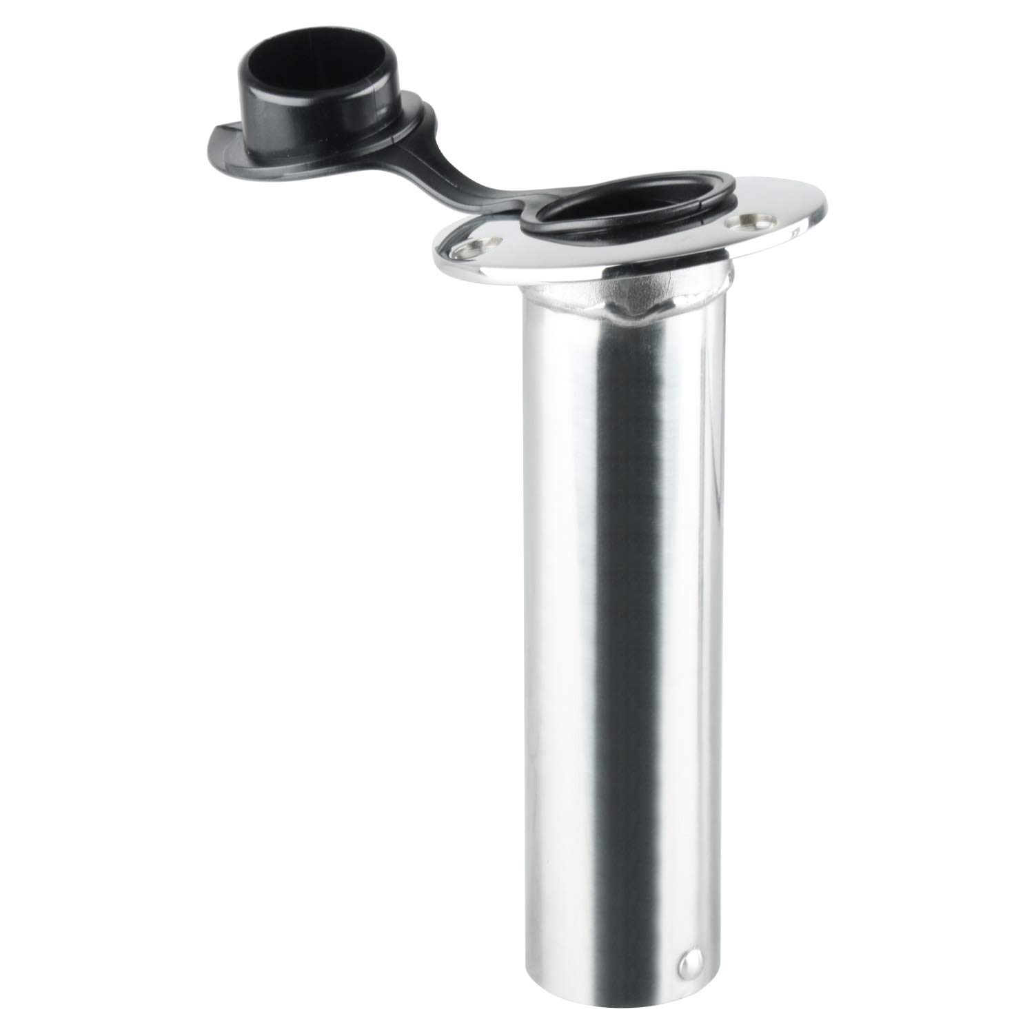 Amarine Made Lot de 2 supports de canne en acier inoxydable résistant aux UV 15 degrés avec capuchon et doublure en PVC noir
