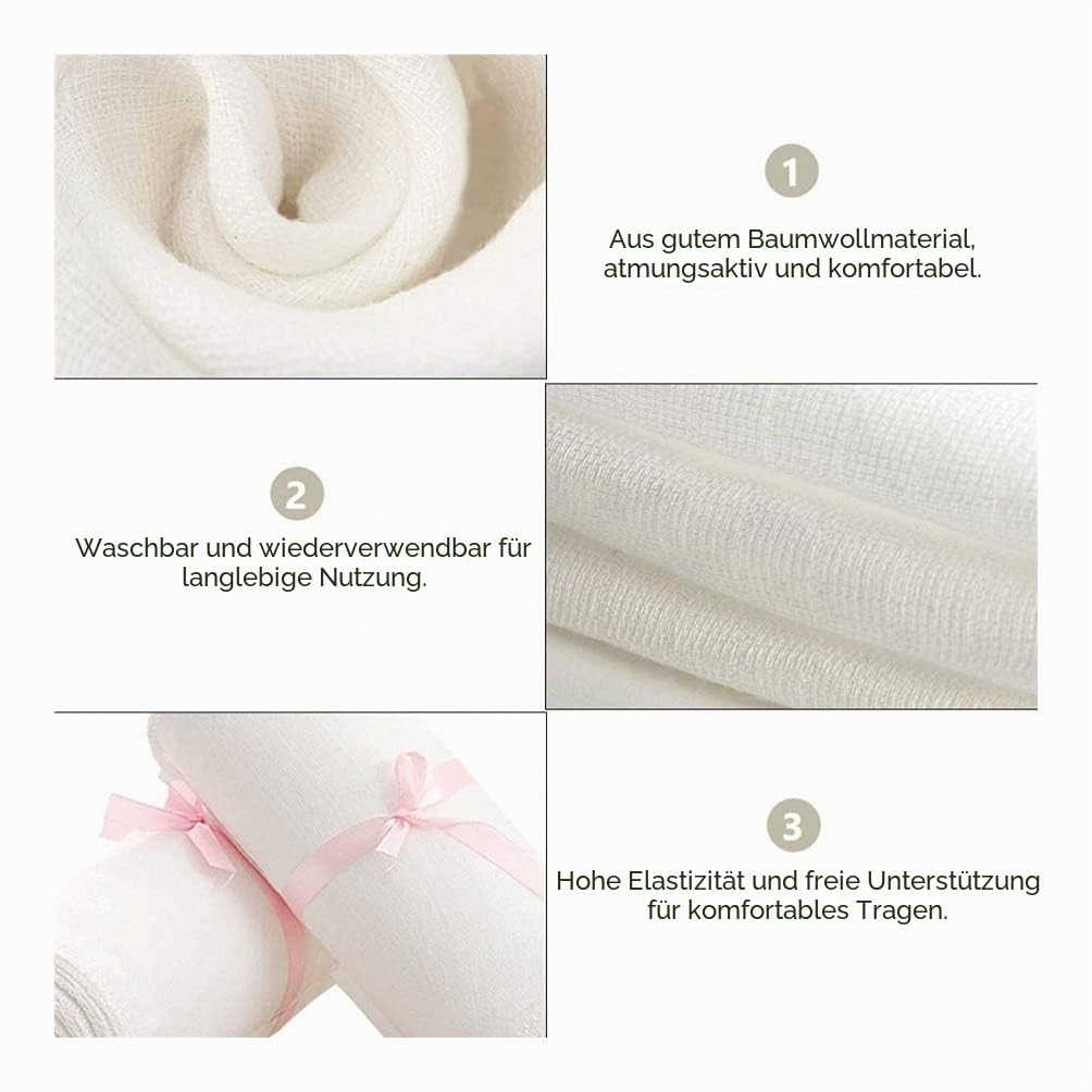 Bauchband nach der Geburt, Gaze, Baumwolle, atmungsaktiv, zur Erholung der Schwangerschaft, Bauchwickel für Frauen und Mädchen, schlanke Versorgung (Weiß, Größe L, 2 Rollen)