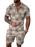 seiveini Conjunto de 2 Piezas Hombre Pantalones Cortos Camiseta Manga Corta Polo Tops Conjunto de Chándal Verano con Estampado de Calavera Cuello Redondo Casual B12 XL