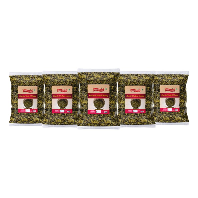 Image of OKHLI MUSAL BRAND No Added Sugar No Additives No Artificial Flavour And Colours-Sprouted Roasted Green Moong Healthy Snack /Roasted Mung Bean /Roasted Green Gram Namkeen Snack-1Kg*5Pack