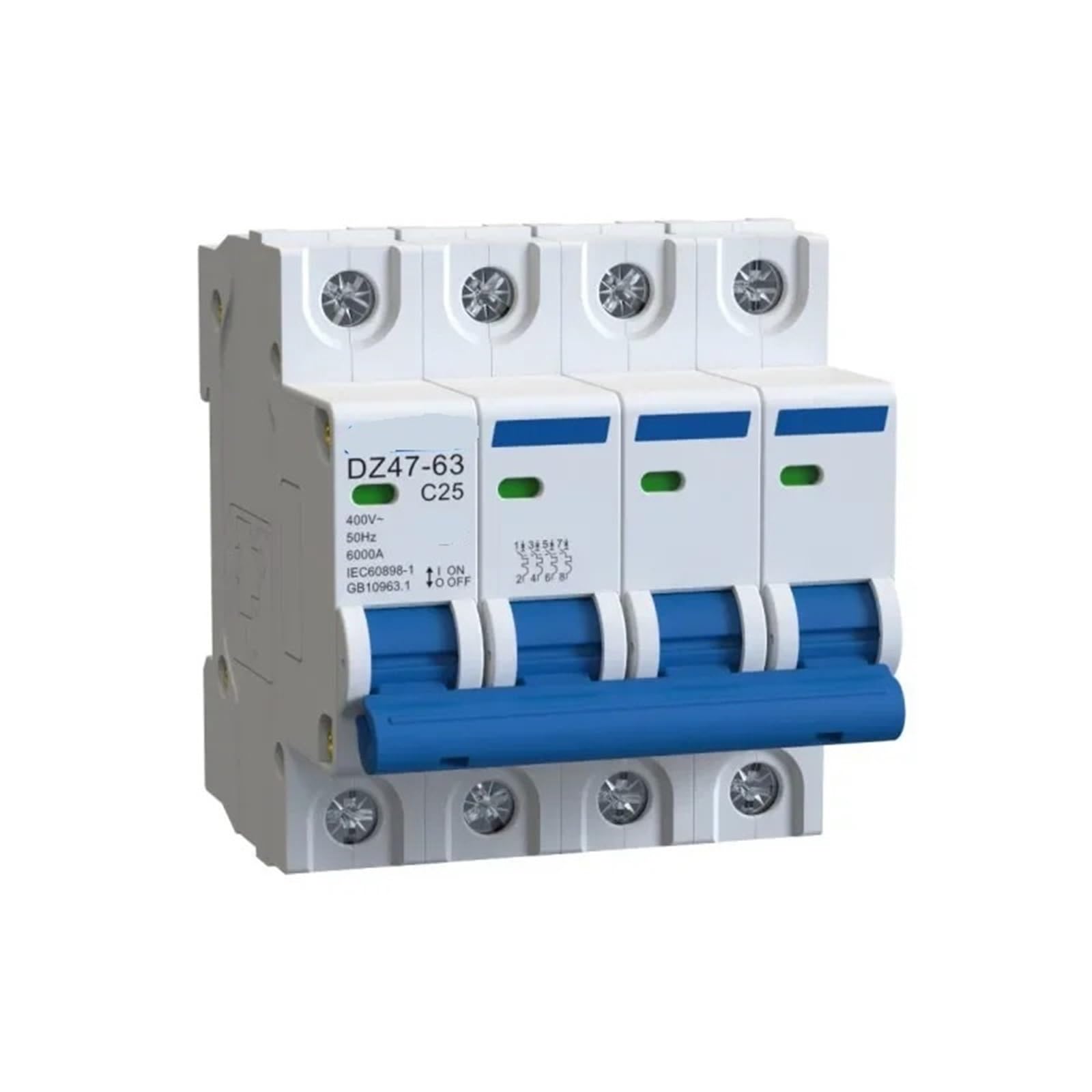 MCB DZ47-63 230V 400V Mini Miniature Circuit Breaker 3P 4P Magnetothermal Switch 1Pcs(4,6A)