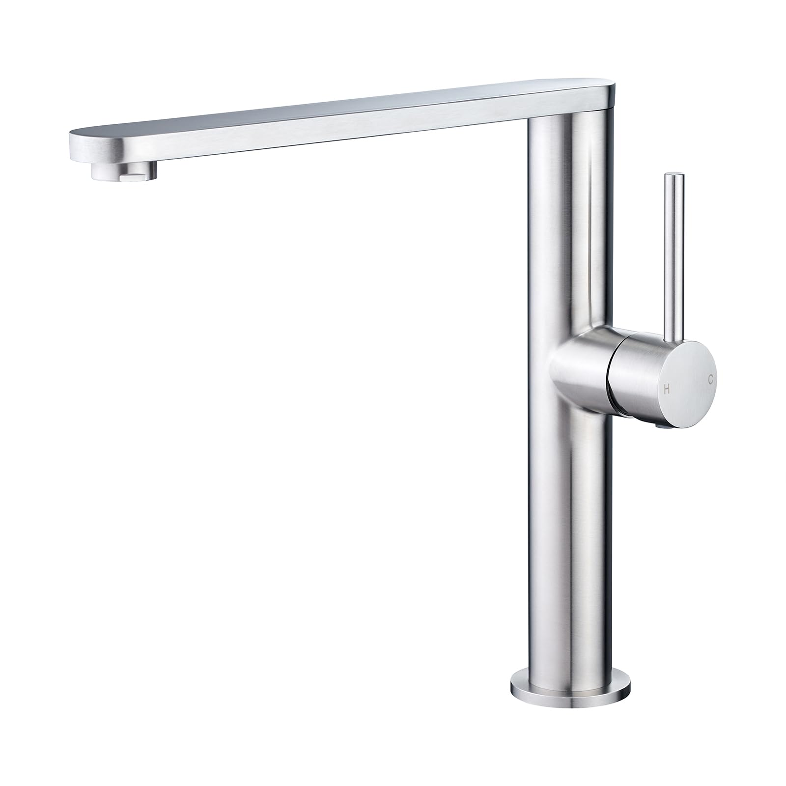 Tohlar Kitchen Tap, Brushed Stainless Steel Kitchen Sink Mixer Tap, Single Handle Monobloc 360° Swivel Faucet Hot Cold Mxier