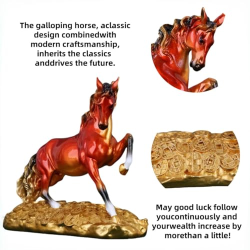 Estatua de Caballo Galopando en Resina con Base de Monedas miniatura 4
