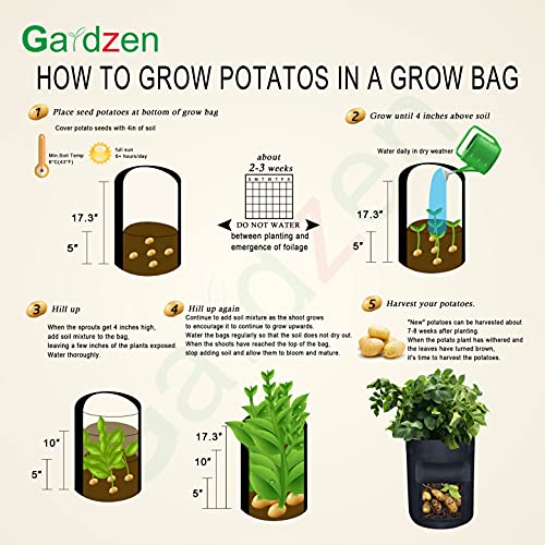 Image of Gardzen 6 Pack BPA-Free 10 Gallon Vegetable Grow Bags with Access Flap and Handles, Suitable for Planting Potato, Taro, Beets, Carrots, Onions, Peanut