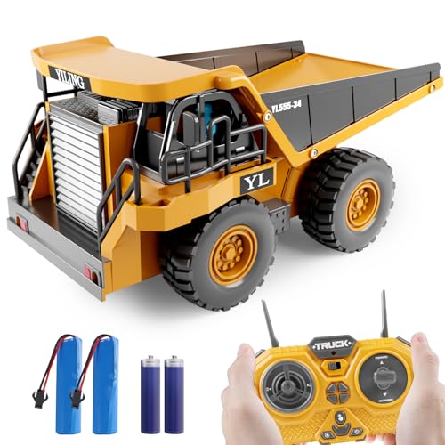 Image of Dwi Dowellin Remote Control Dump Truck Toys for Boys 4-7,Construction Rc car with Lights /Sounds for Kids Age 8-12 Year Old,Ideal for Boys Age 3+