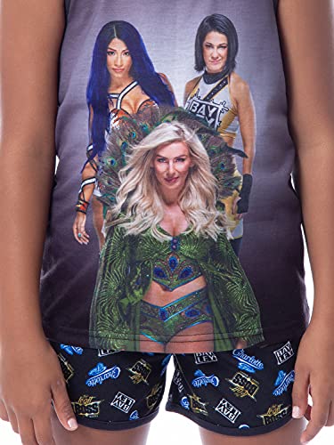 INTIMO WWE Girls' Sasha Banks Bayley Charlotte Flair Tank Short Pajama Set3