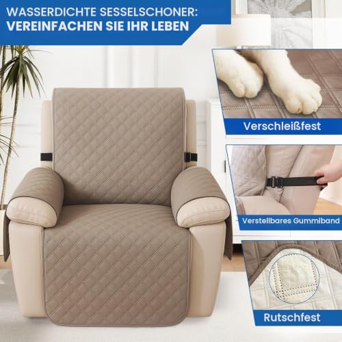 YSTELLAA Sesselschoner Für Relaxsessel Großer 1 Sitzer, Hellbraun – Ansicht 4
