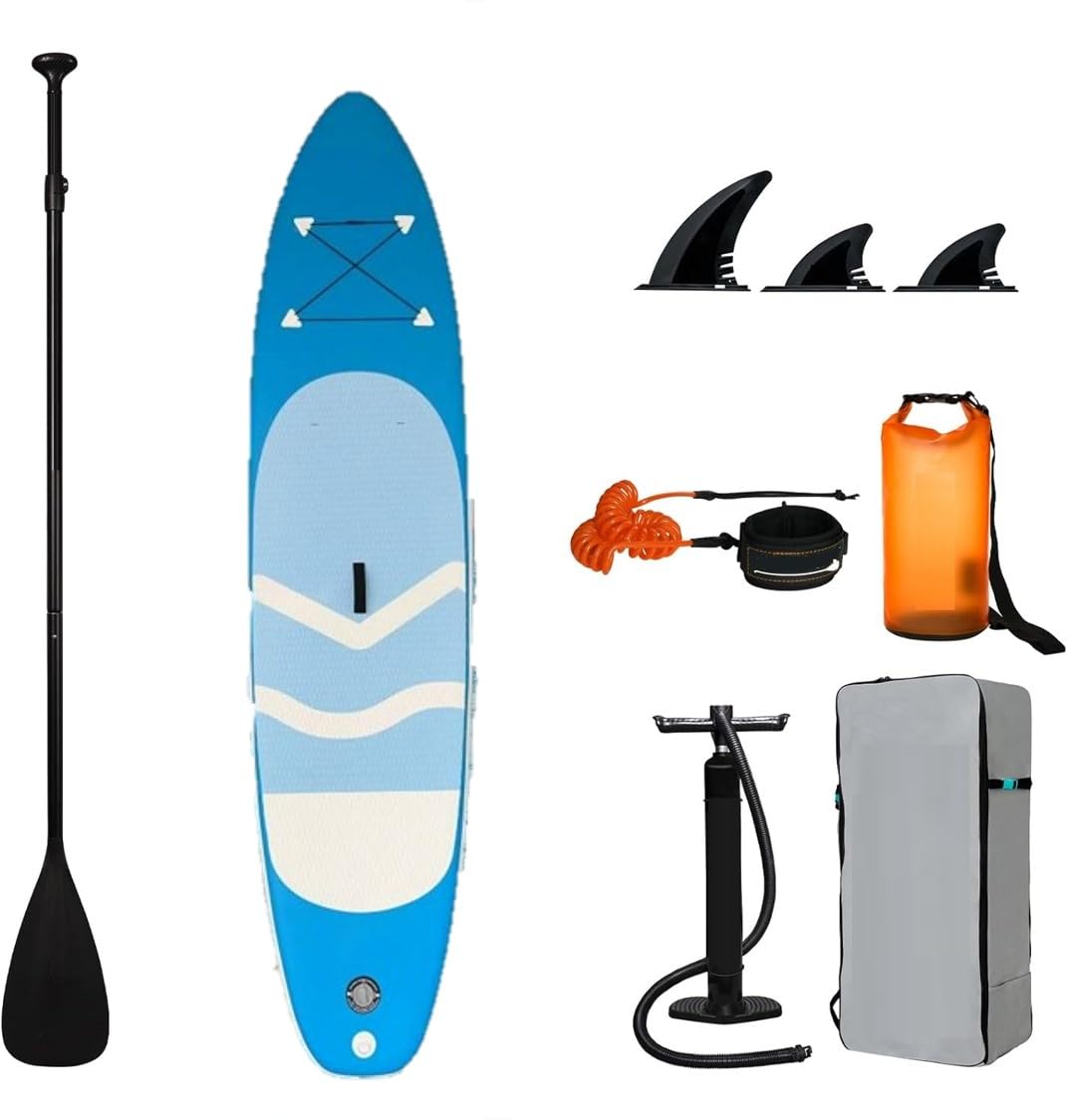 Generic Adventure Lab Inflatable Stand Up Paddle Board Ultra-Light SUP with Accessories Adj Paddle, ISUP Backpack, Pump, Phone Bag, Leash, Non-Slip Deck pad Youth & Adult (Blue)