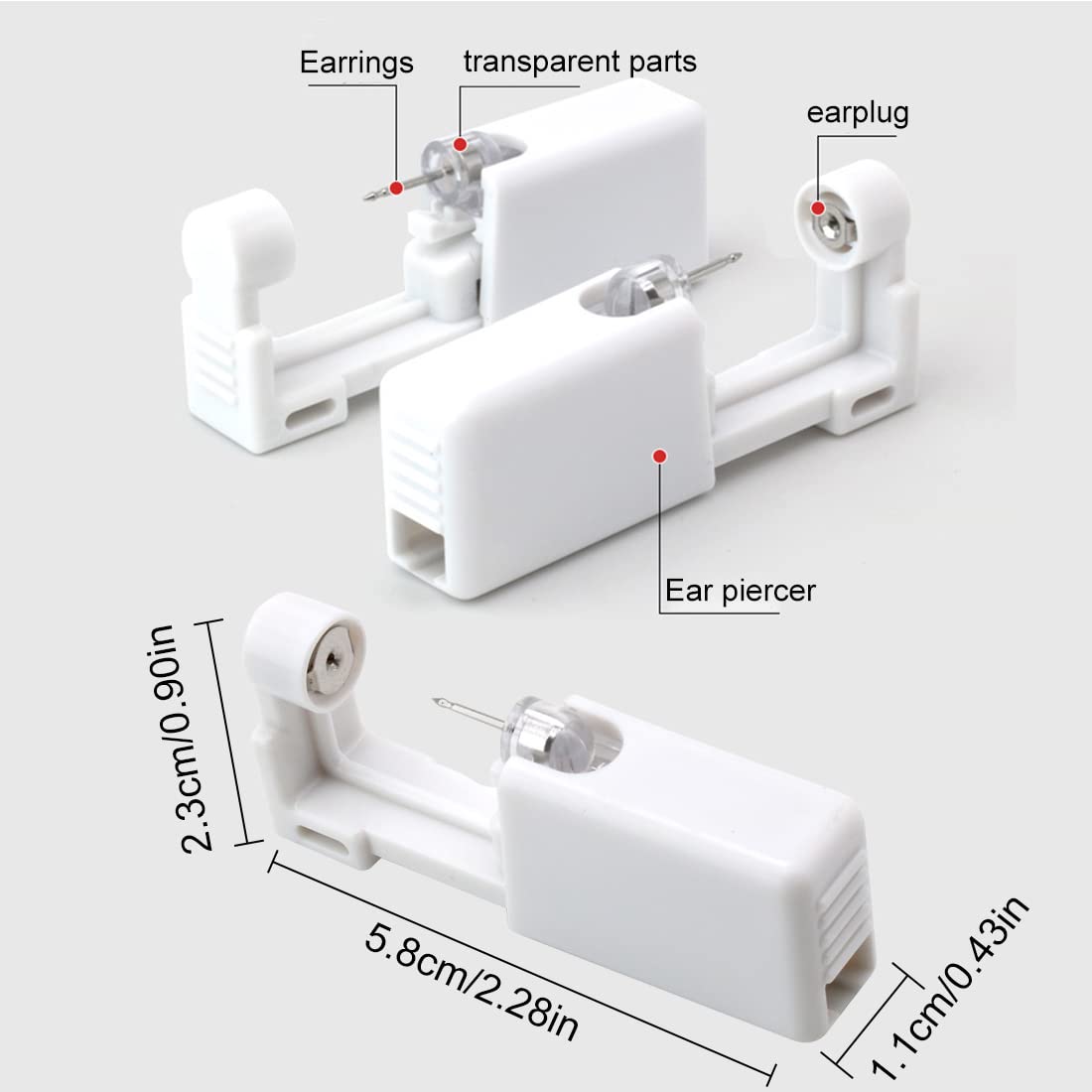 Pistolas Desechables para Piercing de Oreja Blanco Kit de Perforación sin Dolor Portátil