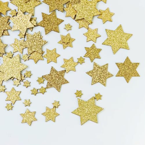100 Stück Holzsterne Streudeko Gold Glitzer Sterne Konfetti Holz...