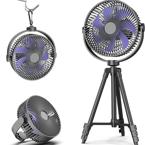 Ventilador de piso, 10000 mAh, plegable, retráctil, cabezal oscilante, recargable, para exteriores, camping, portátil, de viento fuerte, para dormitorio, USB, pequeño ventilador, para pesca,