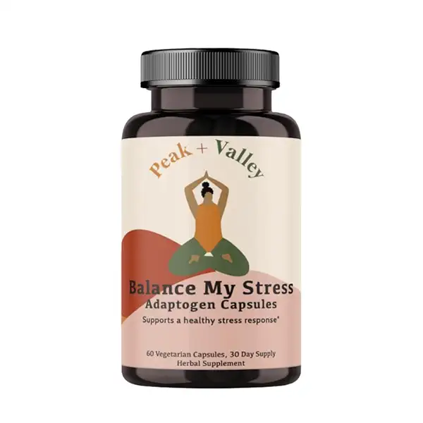 Peak + Valley Stress Relief Supplement for Mood Support Balance My Stress Capsules - Contains Adaptogens, Ashwagandha, Eleuthero Root, Reishi Mushroom Supplement - Natural Mood Stabilizer - 60 Ct 2