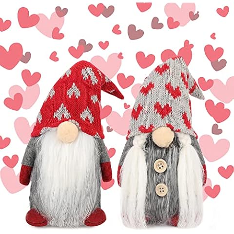 2pcs Día de San Valentín Decoración Gnomos de San Valentín Decoración de Felpa San Valentín Hogar Mesa Elfo Gnomos Decoración Adornos Dulce Día de San Valentín Regalos Cover