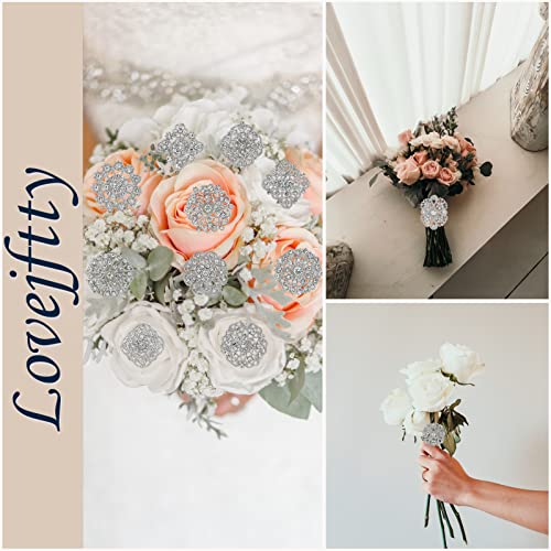 Image of 12 /36 Pieces Wedding Bouquet Brooches for Women Fashion, Rhinestone Bulk Flower Brooch Pins for Crafts