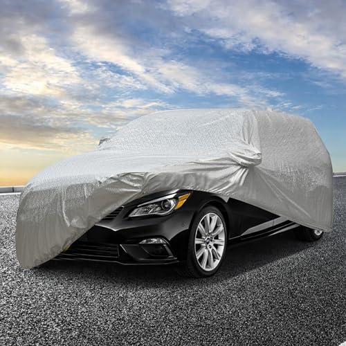 Image of Auto Hub Car Cover Compatible with Tata Sierra with Mirror Pocket, Soft Cotton Lining, Sierra Car Cover Waterproof - Metallic Silver