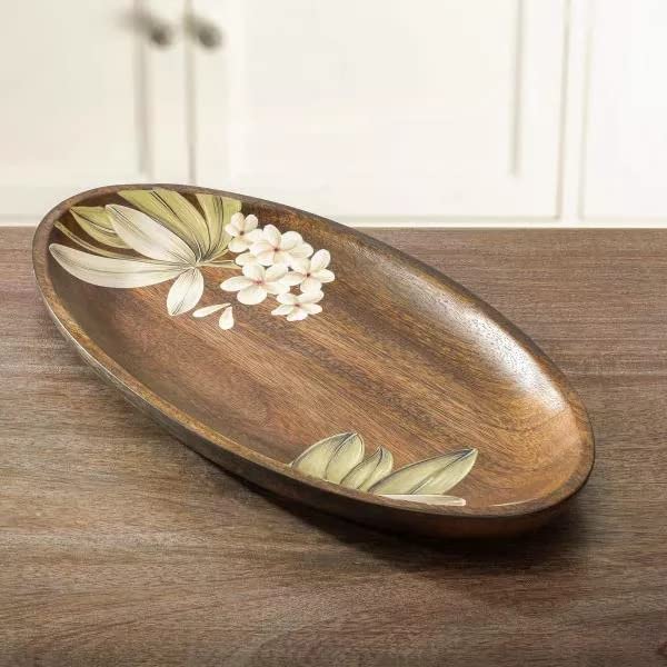 Handcrafted Mango Wooden Brown Small Oval Serving Platter and Tray