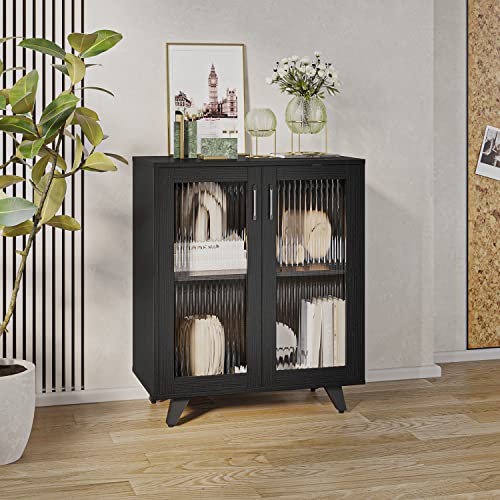 Panana Kitchen Buffet Server Table Accent Sideboard Cupboard Server Buffet Console Table With Doors Cabinet(27Inch, Black) #TOP1