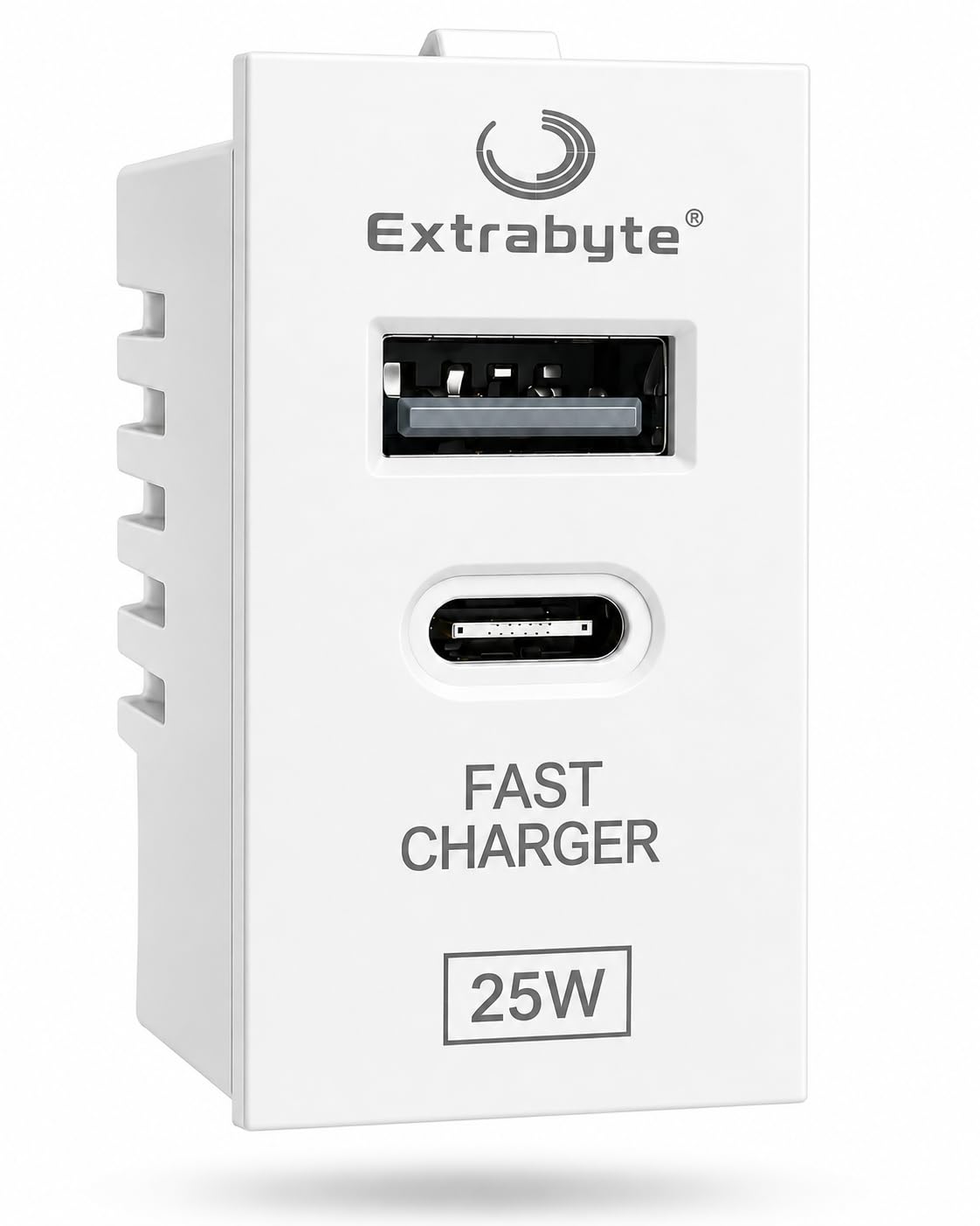 25W USB Fast Charger Socket, USB Type A & Type C, PD Fast Charging Wall Socket, Compatible with Modular Switch Boards, White-image-36