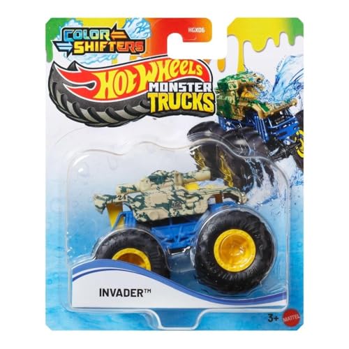 Hot Wheels Monster Trucks Invader Color Shifter 1:64 : jouet de cascade pour enfant