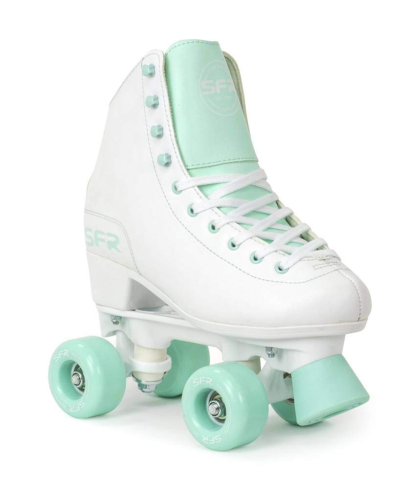 SFR Skates Figure Quad Skates Children's Roller Skates, Youth Unisex, Multicoloured (White/Green), 34 (Spain)