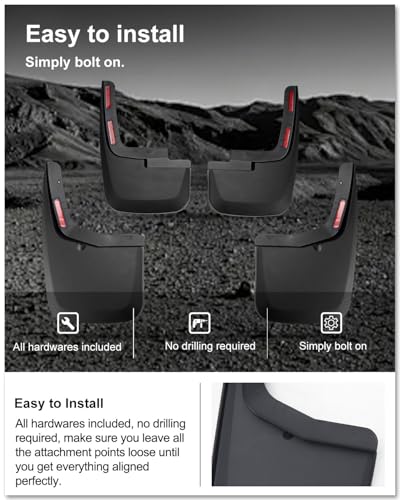 Image of Kiwi Master Mud Flaps for 2015-2020 Ford F-150 (with Fender Flares), Heavy Duty Mud Guards, Front & Rear Splash Guards, No Drill, 4 Pcs Set