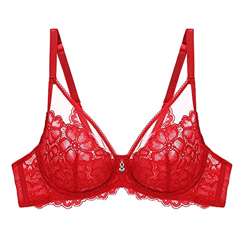 Soutien-gorge minimiseur sans rembourrage rouge 80B contre les pressions de poitrine