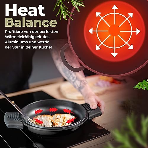 Foto von TLESS® 2in1 Aluguss Bräter mit Deckel backofengeeignet | Schmorpfanne & Schmortopf oder als Bratentopf für Induktion | sehr leicht & widerstandsfähig | Ø 28 cm 6 Liter schwarz