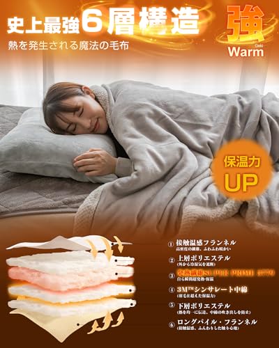 Colorsroom シンサレート 毛布 シングル 厚手 【3Mシンサレート100%使用】 六層構造 冬用 SUPER PRIME 3779 蓄熱保温 両面使える リバーシブル 2枚合わせ フランネル 超極細繊維 吸湿発熱 軽量 毛抜けない 静電気防止 洗える 140×200cm ライングレー [4]