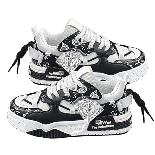Y2K Chunky Sneakers for Women, Graffiti Design Platform Shoes, Height-Increasing Casual Big Size Travel