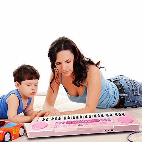 aPerfectLife Chargable Keyboard Piano, 49 Keys Multi-Function Electronic Kids Piano Keyboard Educational Toy Organ for Beginners and Kids with Charging Function (Pink)