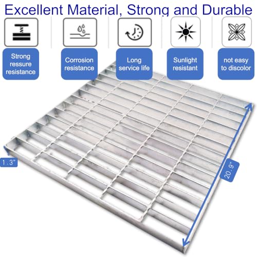 Image of Galvanized Steel Drain Grate, Driveway Channel Cover 22x22 in