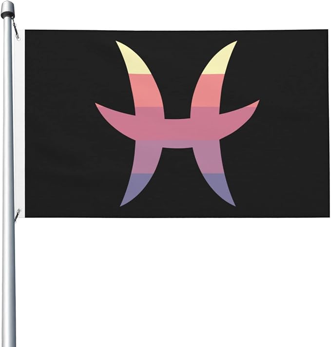Zodiac Sign Pisces Symbol Flag 3x5 Ft Double-Sided Durable Outdoor Banner Home Party Welcome Flag Patio Decor Flag