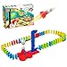 welltop Juego de dominó para niños, Juguete Colorido de Cohete de dominó, con Bloques de 135 Piezas, lanzacohetes, Alfabeto, Etiqueta de número, Pista de Cuentas, para niñas, niños, niños