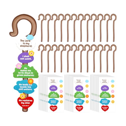 Tinlade 24 Sets Shepherds Staff with Verses of Psalm 23 Craft Religious Crafts for Sunday School Vbs Psalm Classroom Church Supplies