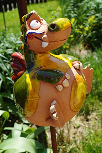 Preisvergleich Produktbild TB Keramik Drache Grisu grün Gartenstecker Frostfest Tierfigur Handarbeit Dekofigur